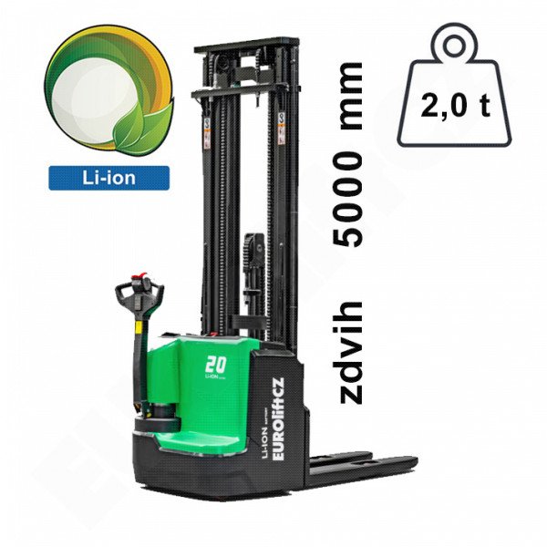 Vysokozdvižný elektrický ručně vedený vozík EUROliftCZ ES20-XT1-SI - NOVÉ X GENERACE