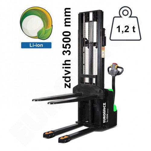 Vysokozdvižný ručně vedený vozík EUROliftCZ ES12-WS-L - ZDVIH 3500 MM s volným zdvihem